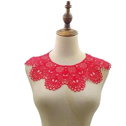 Spitzenstickerei Corsage Stickerei Kragen Polyester Seide Hohl Fake Kragen(Rot) von YOPI