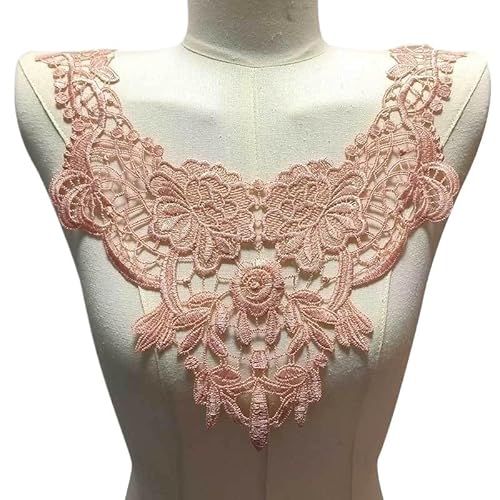 Spitzenstickerei Milchseide Hohl Corsage Kragen - DIY Floral Fake Kragen Accessoires(Blush) von YOPI