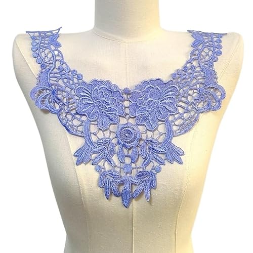 Spitzenstickerei Milchseide Hohl Corsage Kragen - DIY Floral Fake Kragen Accessoires(Sky Blue) von YOPI