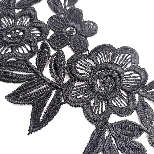 Spitzenstickerei Stickerei Blume Polyester Seide Hohl DIY Spitze Zubehör(black) von YOPI