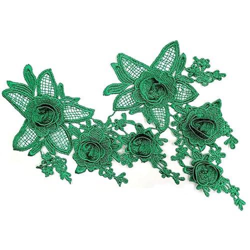 Spitzenstickerei Stickerei Blume Polyester Seide Hohl DIY Spitze Zubehör Applikation Schwimmende Blume(green) von YOPI