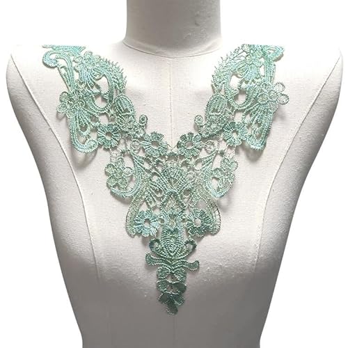 Spitzenstickerei Stickerei Polyester Seide Hohl Corsage Kragen Blume Falscher Kragen DIY Spitzenzubehör(Grassgreen) von YOPI
