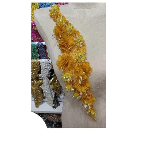 Sticken Tuch Patch DIY Patch Stereo Blume Dekoration Hut Handtasche Haar Zubehör(Golden) von YOPI