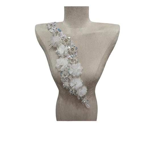 Sticken Tuch Patch DIY Patch Stereo Blume Dekoration Hut Handtasche Haar Zubehör(Weiß) von YOPI