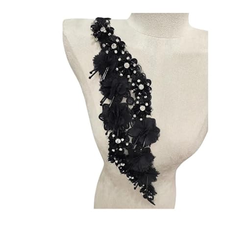 Sticken Tuch Patch DIY Patch Stereo Blume Dekoration Hut Handtasche Haar Zubehör(black) von YOPI