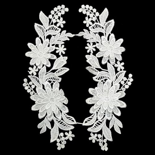 Wasserlösliche Spitzenstickerei Polyester Hohlspitze Zubehör for Basteln und Nähen(Weiß) von YOPI