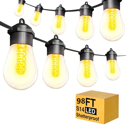 30M Lichterkette Außen Strom LED Glühbirnen,Outdoor Lichterketten Garten mit Warmweiße S14 35 Plastik Beleuchtung IP65 Wasserdicht Innen/Außen Lichterketten für Terrasse, Hochzeiten, Party, Balkon von YORABO