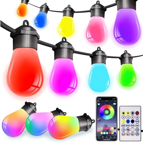 YORABO Lichterkette Außen & Innen, 15M Smart Lichterkette Bunt Glühbirne mit APP Fernbedienung, 20 LEDs S14, IP65 Wasserdicht, 213 Szenenmodi mit Dimmbar Warmweiß YORABO Lichterkette Außen & Innen, 15M Smart Lichterkette Bunt Glühbirne mit APP Fernbedienung, 20 LEDs S14, IP65 Wasserdicht, 213 Szenenmodi mit Dimmbar Warmweiß von YORABO