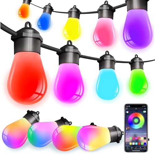 YORABO Lichterkette Außen 30M, Smart Led Bunt Glühbirne Outdoor mit Fernbedienung, 35 S14 LEDs, IP65 Wasserdicht, 213 Szenenmodi mit Dimmbar Warmweißen YORABO Lichterkette Außen 30M, Smart Led Bunt Glühbirne Outdoor mit Fernbedienung, 35 S14 LEDs, IP65 Wasserdicht, 213 Szenenmodi mit Dimmbar Warmweißen von YORABO