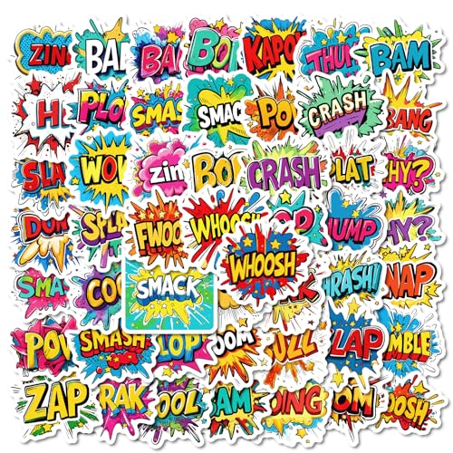 100 Blatt Explosion Wolke Text Graffiti Aufkleber, DIY Cartoon bunte Aufkleber, für Laptop Skateboard Fahrrad Tagebuch Koffer Helm Auto Motorrad wasserdichte Graffiti von YORISMAL