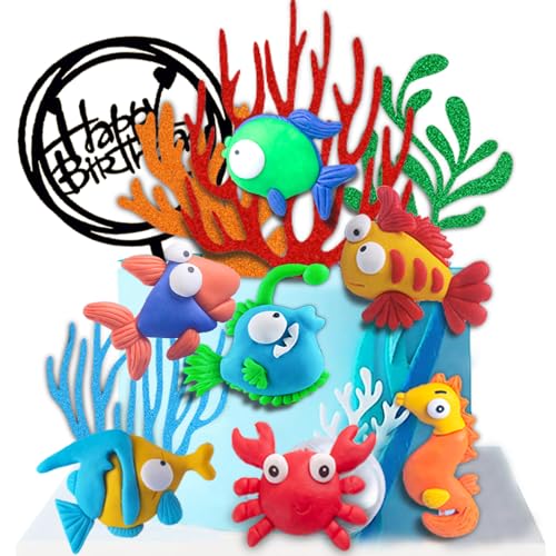 3D Meerestiere Tortendeko, Cake Topper Geburtstag, Ozean Thema Tortendeko Geburtstag, Cake Topper Meerestiere, Meerestiere Deko Torte für G eburtstag von YORISMAL