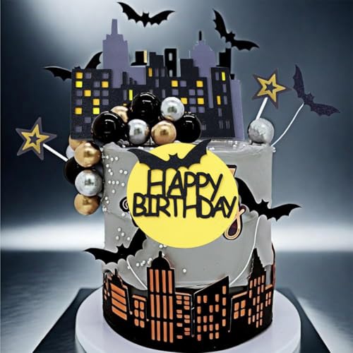 45 Stück Fledermaus-Themen-Party-Kuchen einfügen Dekorationen Kindergeburtstag Party-Kuchen-Dekorationen Geeignet für alle Arten von Geburtstagsparty Kuchen Dekorationen. von YORISMAL