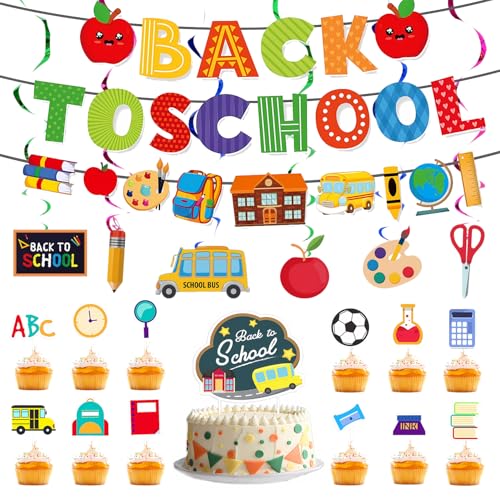 Schule Saison zurück zu Schule Saison Party-Dekorationen, Zulassungen, mit Bannern, Spiralen, Kuchen-Dekorationen, Monogramme Pull Tabs Great for Back to School, Schule Party-Dekorationen von YORISMAL