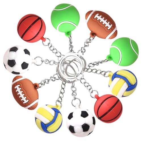 YORISMAL 10 Sportgeräte Ball Dekoration Anhänger, Fußball Basketball Schlüsselanhänger, Mini niedlich Anhänger, Party Begleiter Geschenk von YORISMAL