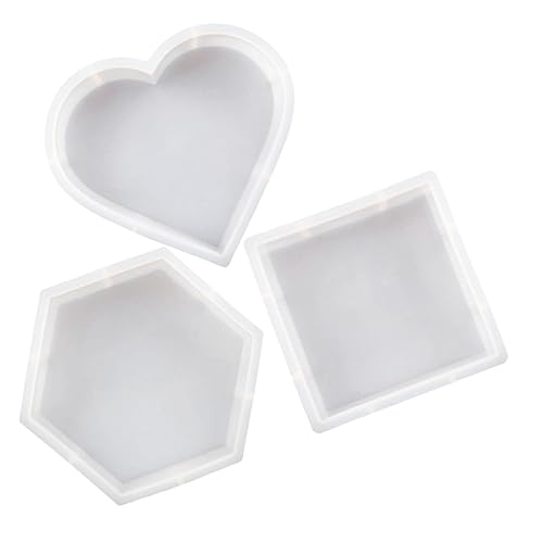 3Stücke Teiliges Silikonformen für DIY Ornamente Sechseck Herz für Epoxidharz und Bastelprojekte Wiederverwendbar Leicht zu Reinigen von YOSADIER