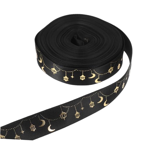 YOSADIER 1 Roll Ramadan -bänder Polyester Mond Sternbänder Eid Mubarak Wraping Ribbon Islamische Handwerksbänder Bögen Für Ramadan -partyversorgungsvorschriften 10 Yard von YOSADIER