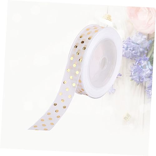 YOSADIER 1 Rolle Glitter Dotted Ribbon für DIY und Partydekoration Elegantes Verpackungsband mit Heißgeprägtem Muster Weiß und Silber für Kreative Bastelprojekte von YOSADIER