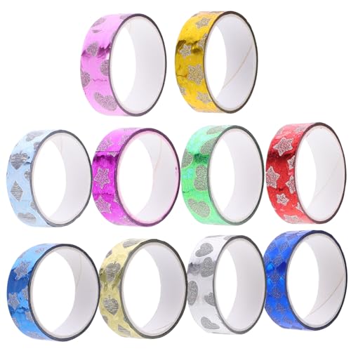 YOSADIER 10 Rollen DIY Washi Tapes Farbige und Glitzernde Klebebänder für Handarbeiten Scrapbooking Journals und Party Dekorationen Vielseitig Einsetzbar und Leicht zu Schneiden von YOSADIER