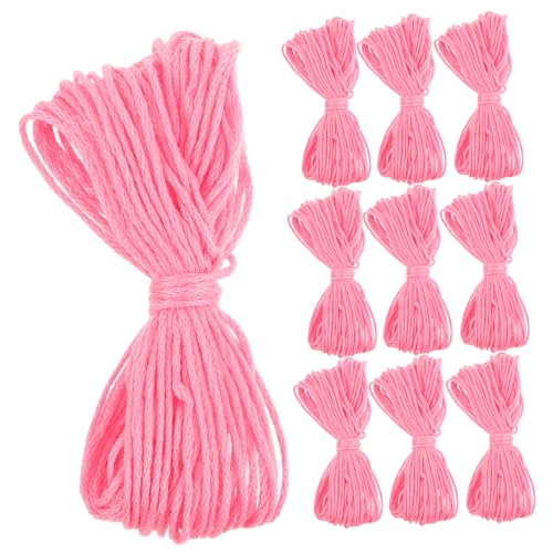 YOSADIER 10 Rollen Handgefertigter Gewebter Baumwollfaden Freundschaftsarmbänder Floss Baumwollstickgarn Stickgarn Garnfaden Stickset Für Anfänger Nähzubehör Rosa von YOSADIER