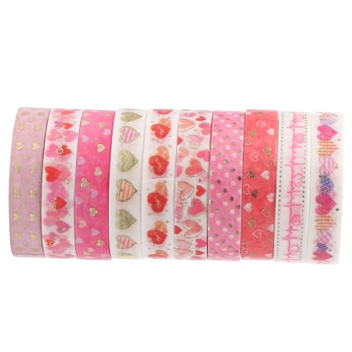 YOSADIER 10 Rollen Washi-Tape scrapbook scheckheft dekorieren verpackungen für Klebeband Sammelalbum liefert farbig Wickelband Notebook -Band DIY Washi Tapes Papier Rosa von YOSADIER
