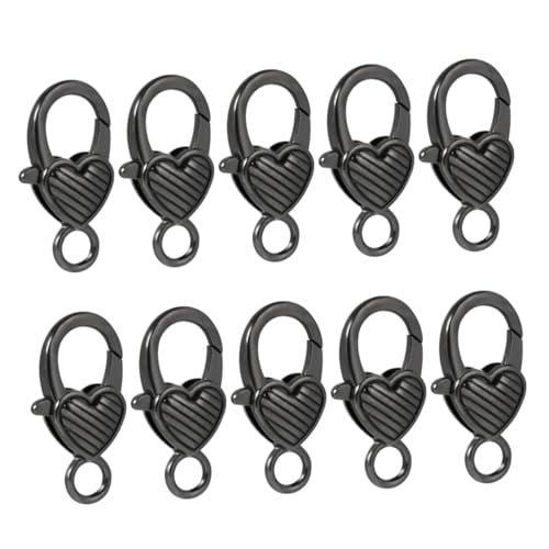 YOSADIER 10 Stück Herzförmige Lobster Claw Verschlüsse für Diy Schmuck Taschen und Riemen Leicht Sicher und Vielseitig Schwarz von YOSADIER
