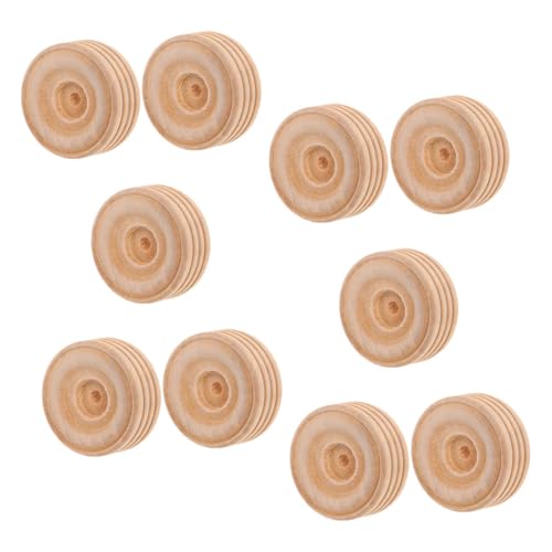 YOSADIER 10 Stück Holzrad Holzräder Für Holz Bastelrad Modellauto Ersatzräder Holzräder Für Ersatz Spielzeugräder Holz Bastelräder Lotusbaum Beige von YOSADIER