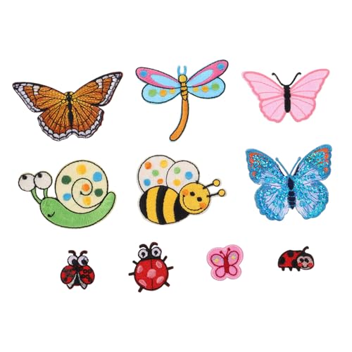 YOSADIER 10 Stück Schmetterlingsinsektenaufkleber Quilten Reparatur für bestickt Flecken Bausatz stickerpappier stickrahmen decor dekoringe textilien Stoff-Patch-Aufkleber Applikation nähen von YOSADIER