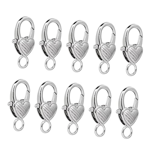 YOSADIER 10 Stück Teiliges Herzförmiger Lobster Claw Verschluss für Schmuck Taschen und Diy Projekte Silber Vielseitig Einsetzbar Kreativ und Leicht für Armbänder von YOSADIER