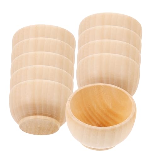 YOSADIER 10 Stück Teiliges Unlackierte Holzschalen für DIY Bastelprojekte Holzschalen zum Bemalen und Gestalten für Kreative Partys und Dekorationen von YOSADIER