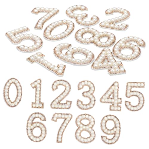 YOSADIER 10 Stück Teiliges Zahlen Aufbügel-patches mit Strass und Perlen DIY Kleidung Applikationen zum Aufnähen Modische Nummern Bügelbilder für T-shirts Kleider Vielseitige und Stylische von YOSADIER