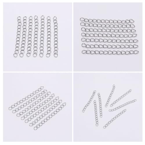 YOSADIER 100 Stück Edelstahl Verlängerungsketten Schmuckzubehör zum Basteln von Halsketten und Armbändern DIY Schmuckverlängerungsketten für Damen und Mädchen von YOSADIER
