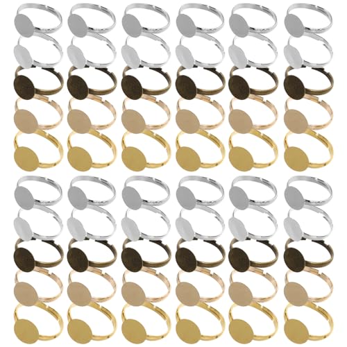 YOSADIER 100 Stück Einstellbare Metall Ringbasis Flachrund Cabochon Lünette Tray Schmuck DIY Blank Ring Träger für Edelsteinfassung und Schmuckherstellung YOSADIER 100 Stück Einstellbare Metall Ringbasis Flachrund Cabochon Lünette Tray Schmuck DIY Blank Ring Träger für Edelsteinfassung und Schmuckherstellung von YOSADIER