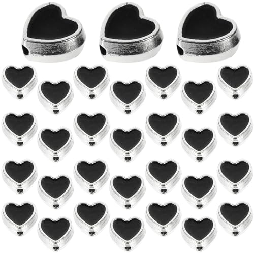 YOSADIER 100 Stück Herz Spacer Perlen Legierung für DIY Schmuckherstellung Robuste und Tragbare Bastelperlen für Armbänder und Leicht zu Verwenden von YOSADIER