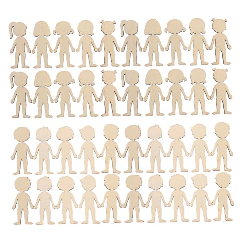 YOSADIER 100 Stück Holzfiguren Bastelmaterial für Kreative Projekte Geeignet für Natürlichem Holz für Lernaktivitäten und Handarbeit Mädchen Jungenfiguren von YOSADIER