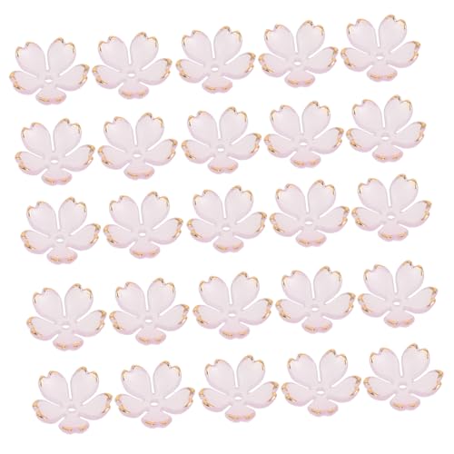 YOSADIER 100 Stück Kirschblütenperlen Acryl, Kirschblütenblätter Mit Goldbesatz, Mini-blumen-abstandshalterperlen Für Selbstgemachten Schmuck, Schlüsselanhänger Und von YOSADIER