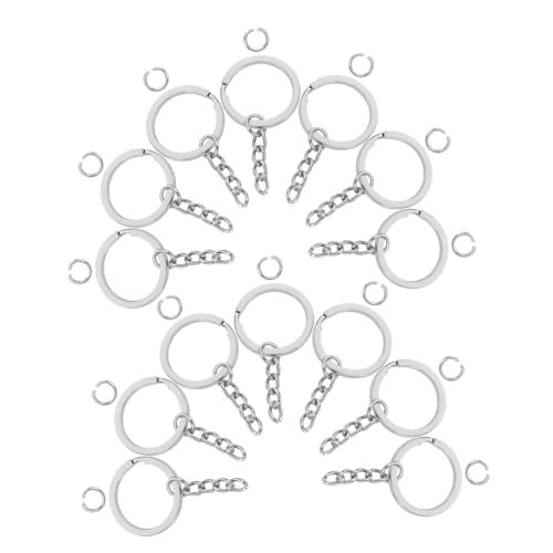 YOSADIER 100 Stück Silber Schlüsselringe mit Gliedriger Kette Flache Metall Key Fob Ringe Verstellbare Robustes Design für Diy Schmuckherstellung und Schlüsselanhänger Zubehör von YOSADIER