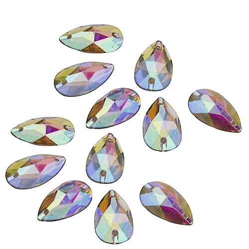 YOSADIER 100 Stück Wasserfallform Flachrücken Harz Strasssteine DIY für Kostüm Scrapbooking und Dekoration zum Verzieren von Kleidung Schmuck und Hochzeitsaccessoires von YOSADIER