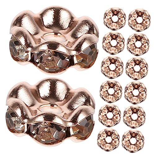 YOSADIER 100Stücke Roségold Spacer Perlen Strass Inlay Lose Perlen für DIY Schmuckherstellung Dekorative Handwerkskügelchen Hochzeitsdeko und Kreative Accessoires von YOSADIER