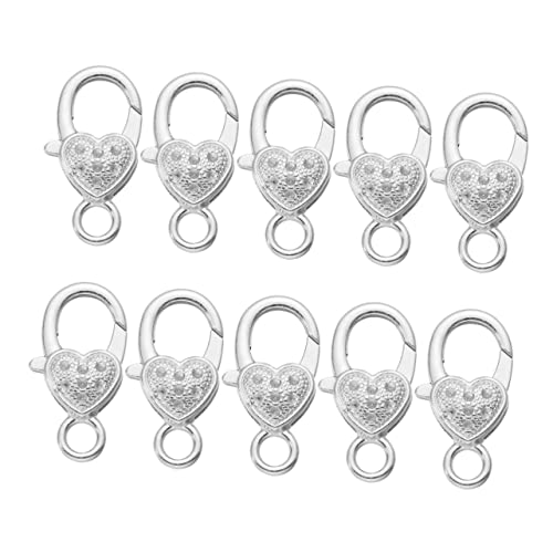 YOSADIER 10Stücke Herzförmiger Karabinerverschluss Silberne Lobster Clasp für DIY Schmuck Taschen und Schlüsselanhänger Zubehör für Armbänder und YOSADIER 10Stücke Herzförmiger Karabinerverschluss Silberne Lobster Clasp für DIY Schmuck Taschen und Schlüsselanhänger Zubehör für Armbänder und von YOSADIER