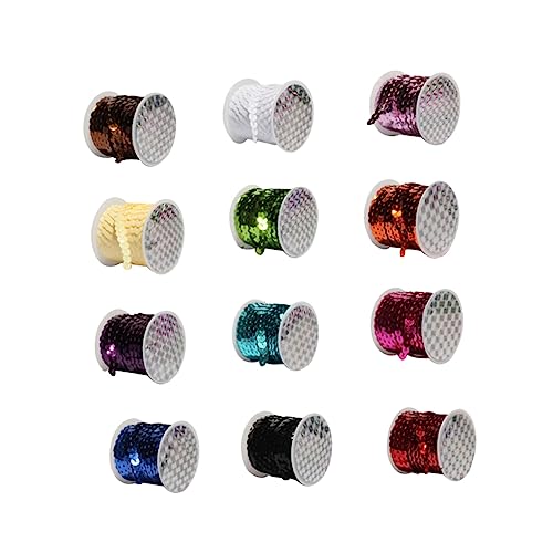 YOSADIER 12Stücke Pailletten String Farben Für DIY Bekleidung Und Dekoration Elastisches Paillettenband Für Hochzeiten Und Bastelprojekte von YOSADIER
