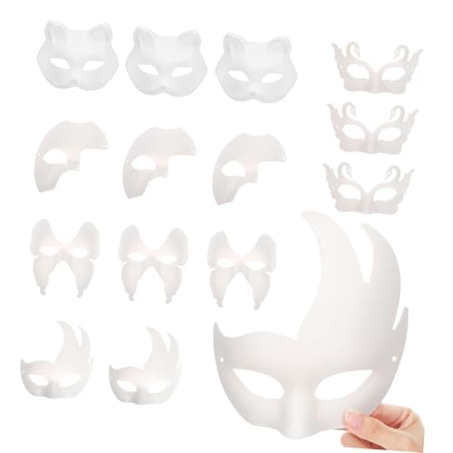 YOSADIER 15 Stück Blanko Pappmaché Masken zum Bemalen für Kostümparty Halloween Karneval und Cosplay Tierformen Wiederverwendbar Gestaltungsmöglichkeiten YOSADIER 15 Stück Blanko Pappmaché Masken zum Bemalen für Kostümparty Halloween Karneval und Cosplay Tierformen Wiederverwendbar Gestaltungsmöglichkeiten von YOSADIER