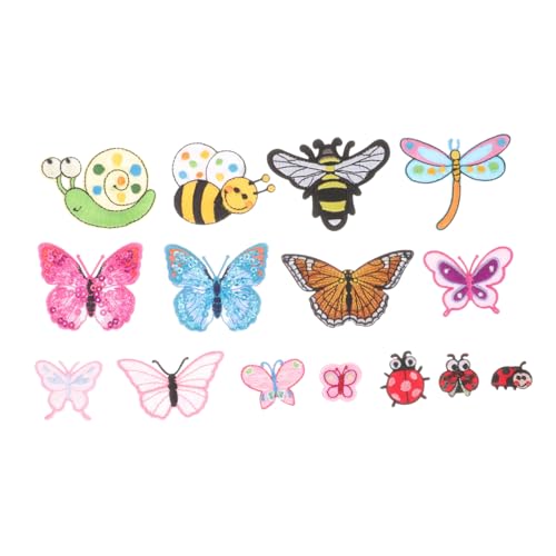 YOSADIER 15 Stück Teiliges Bestickte Schmetterling Tiermotive Patches zum Aufbügeln Dekorative Applikationen für Kleidung Rucksäcke Kissen Einfaches Aufnähen und Reparieren von Textilien von YOSADIER