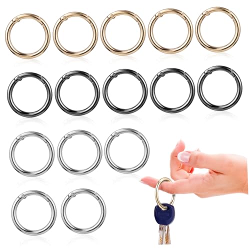 YOSADIER 15 Stück Teiliges Runde Metall O Ring Federverschlüsse in Gold Silber und Gunmetal Robuste Clips für Taschenriemen Schlüsselanhänger und Handtaschen Flexible Sichere YOSADIER 15 Stück Teiliges Runde Metall O Ring Federverschlüsse in Gold Silber und Gunmetal Robuste Clips für Taschenriemen Schlüsselanhänger und Handtaschen Flexible Sichere von YOSADIER