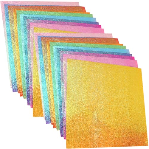 YOSADIER 150 Stück Glänzendes Origami Papier Buntes DIY Bastelpapier für Scrapbooking Falten Handarbeiten und Partydekoration für Kreative Projekte von YOSADIER