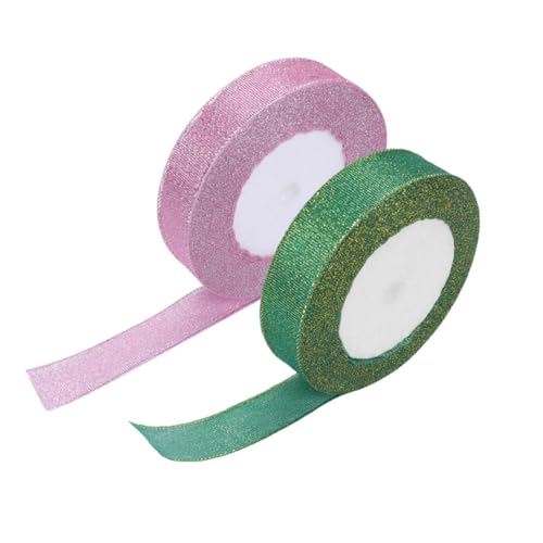 YOSADIER 2 Rollen 2cm Farbige Zwiebelstreifen Weiß Glänzend Basteln Funkeln Wickeln Dekoration Schleife Geschenkband Glitzerndes Seidiges Band Diy-bänder Dekoratives Band Polyester von YOSADIER