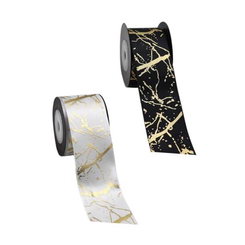 YOSADIER 2 Rollen Hochwertiges Geschenkband Polyester mit Goldprägung Dekoratives Schleifenband für Blumensträuße Geschenkverpackungen und Festtagsdekoration Yards YOSADIER 2 Rollen Hochwertiges Geschenkband Polyester mit Goldprägung Dekoratives Schleifenband für Blumensträuße Geschenkverpackungen und Festtagsdekoration Yards von YOSADIER