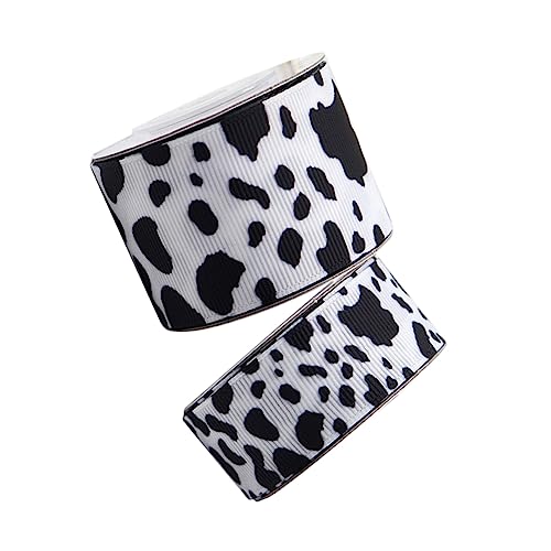 YOSADIER 2 Rollen Kuhband Basteln Schwarzes Und Weißes Band Rustikal Wickelband Kuhdekoration Schleife Kuhdruck Gemustert Kuh Ripsband Weihnachtsband Sackleinen Wickeln Drucken Polyester von YOSADIER