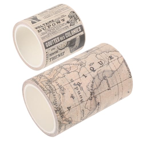 YOSADIER 2 Rollen Vintage Washi Tape Breit Antikes Dekoratives Klebeband für DIY Scrapbooking Handbuch Geschenkverpackung Retro Design Papier Aufkleber von YOSADIER