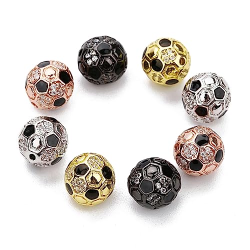 YOSADIER 2 Stück Goldene Fußballperlen mit Kupfer Abstandshalter für Schmuckherstellung DIY Armbänder und Bastelarbeiten Glänzend von YOSADIER