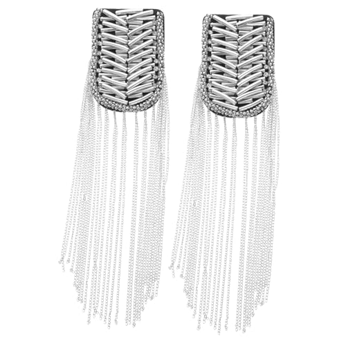 YOSADIER 2 Stück Quasten Schulterepauletten Quaste Schulter Schmuck für Kostüm Dekoration Vintage Stil für Hochzeiten Partys und Zeremonien Silberfarbenes Accessoire von YOSADIER